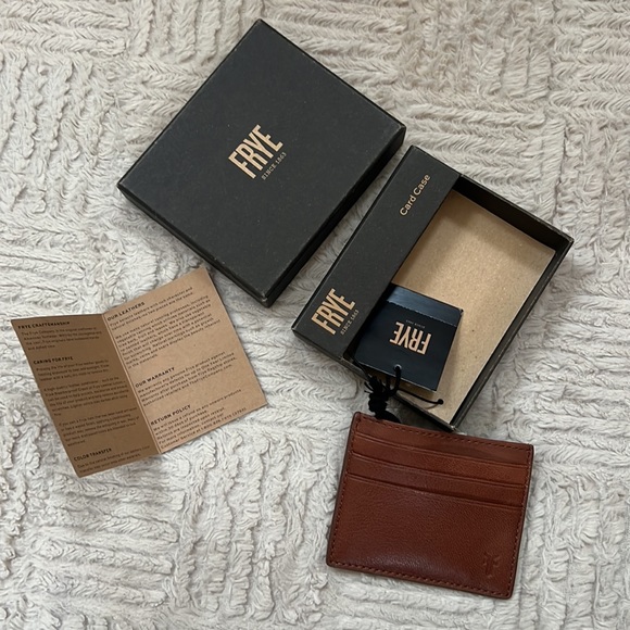 Frye leather card case wallet in cognac New - Picture 2 of 16